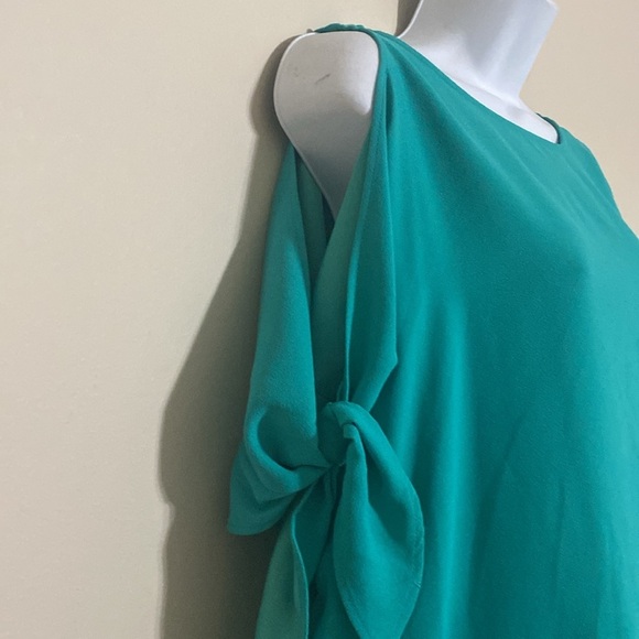 Gibson Latimer Teal Cold Shoulder Dress shift women M event casual vacation Y2K - Picture 7 of 11